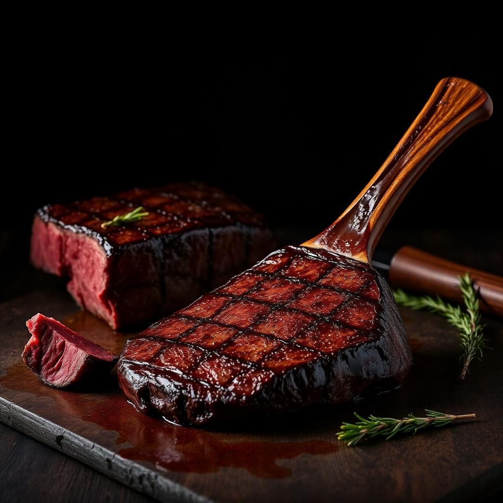 Premium custom-cut beef on butcher block